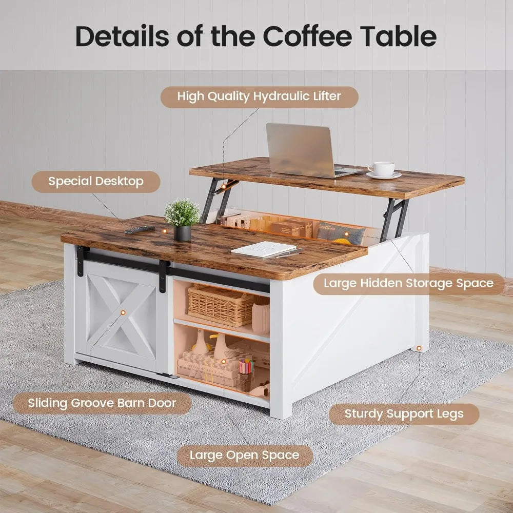 31.5" Lift Top Coffee Table with Storage, Square Coffee Tables for Living Room, Farmhouse Coffee Table with Large Hidden Storage