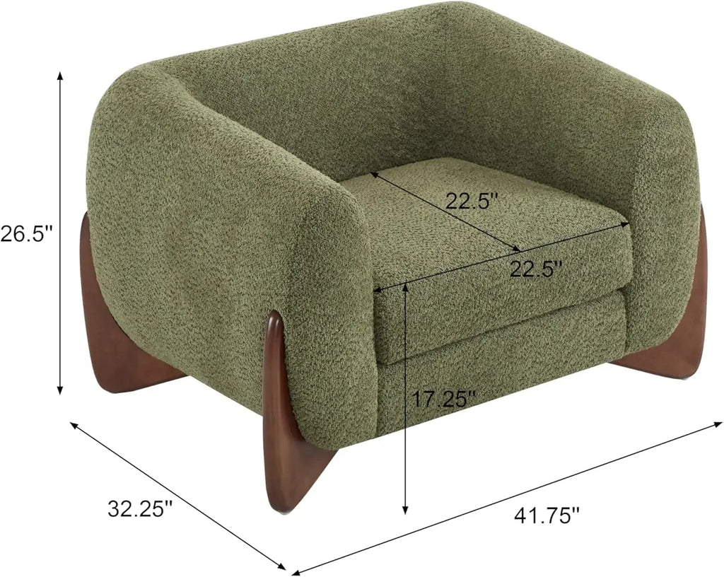 Holly Modern Boucle Fabric Upholstered Club Chair for Living Room, Home Office, Apartment, Relaxing Chair