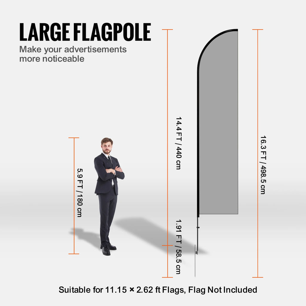 Feather Flag Pole Kit/ 3Packs Advertising Flag/ 16.3ft Sign Flag Poles for Business Advertising/ Flags Outdoor with Ground Stakes