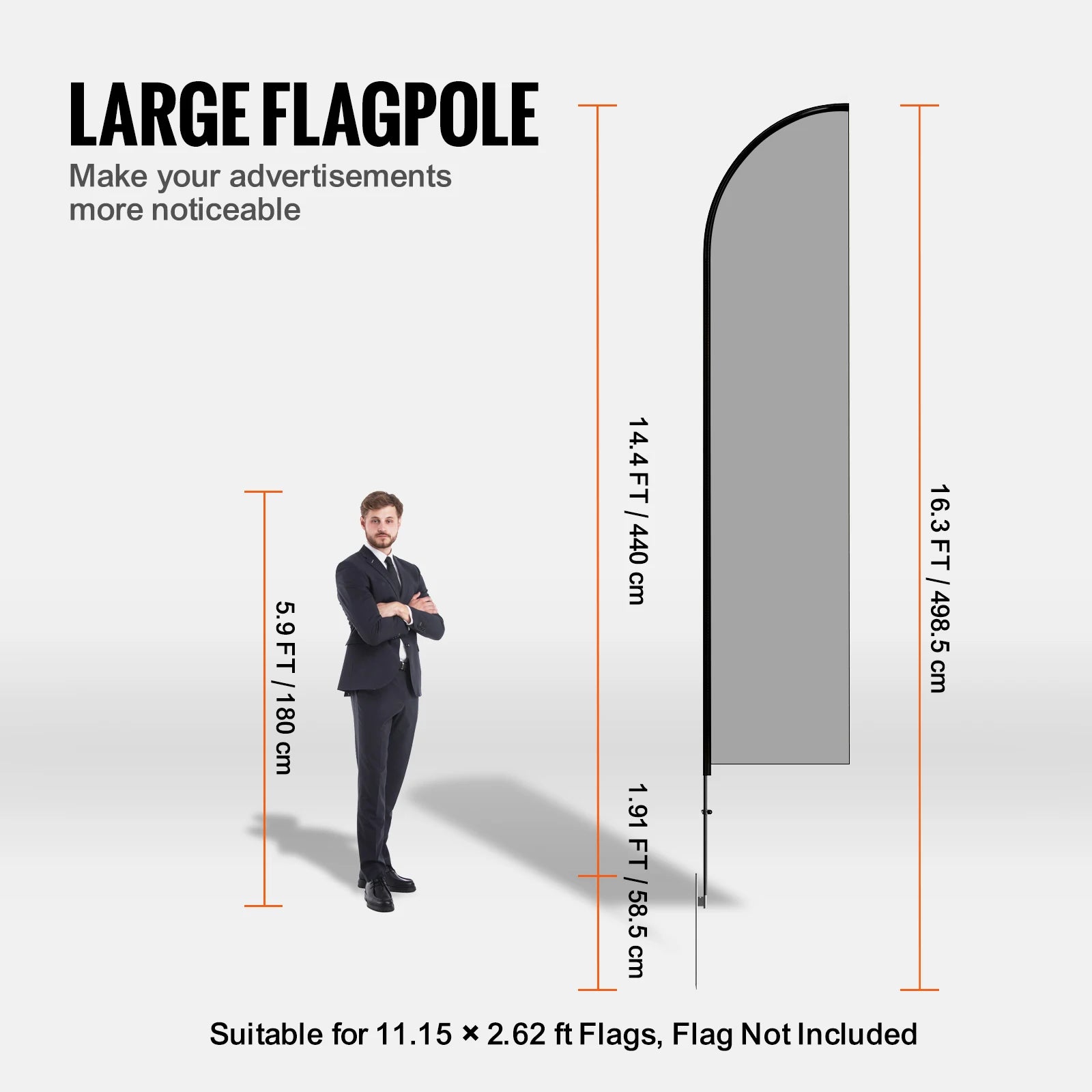 Feather Flag Pole Kit/ 3Packs Advertising Flag/ 16.3ft Sign Flag Poles for Business Advertising/ Flags Outdoor with Ground Stakes