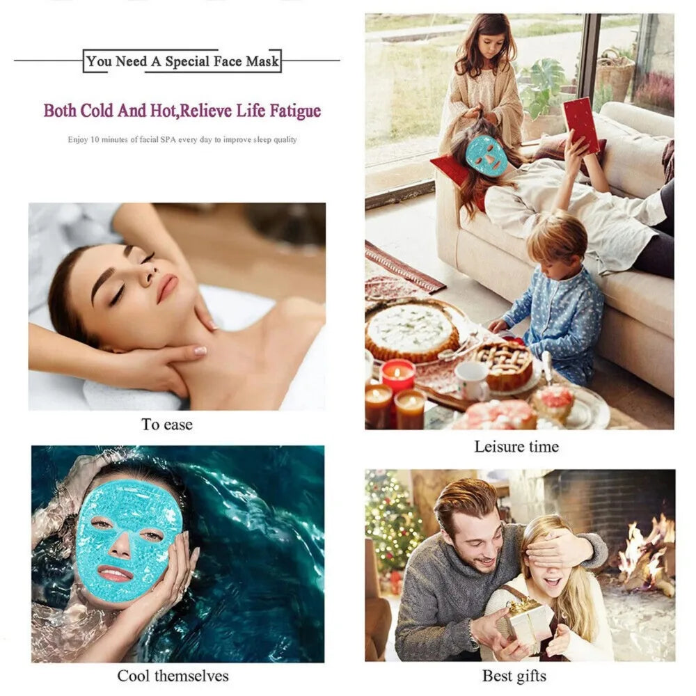 Full Face Therapy Mask with Gel Beads - Hot/Cold Compress & Reusable