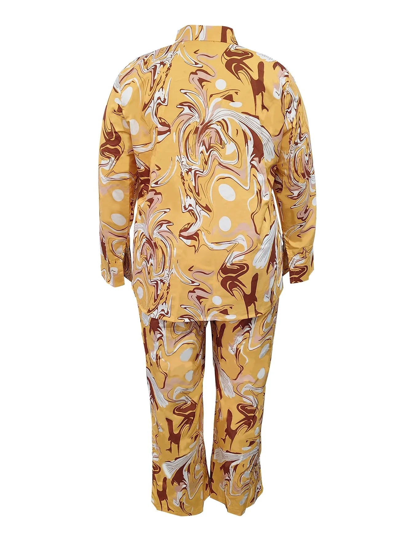 Balcony Relaxation Essential! Yellow and Brown Printed Set, Perfect for Chilling