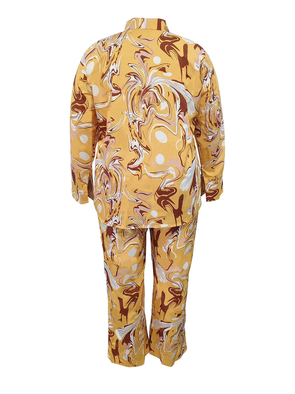 Balcony Relaxation Essential! Yellow and Brown Printed Set, Perfect for Chilling