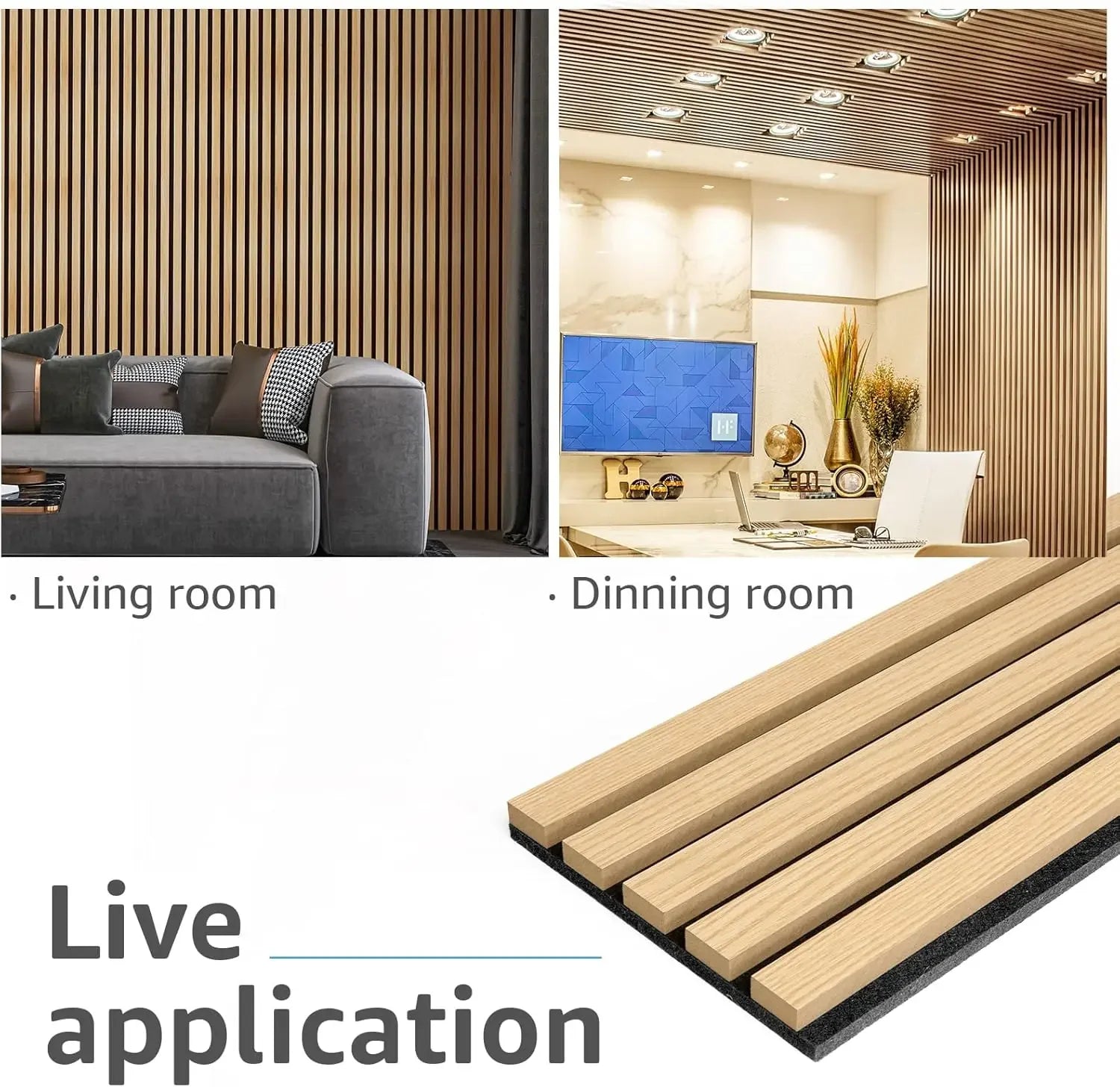 4-Piece Wood Slat Acoustic Panels for Stylish Decor and Noise Reduction, 3D Textured Panel for Ceiling and Wall, Oak