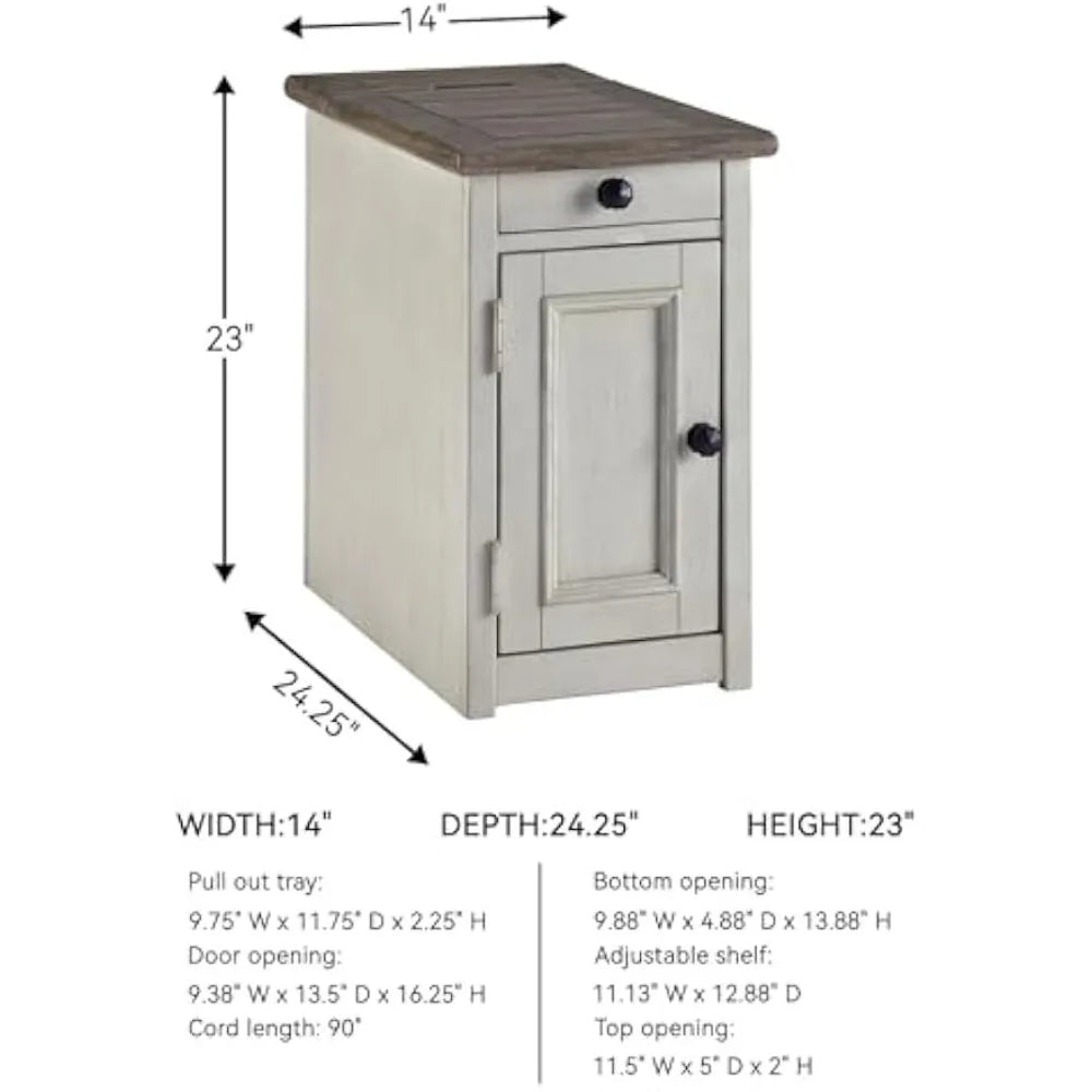 Ashley Furniture Signature Design-Bolanburg Chairside Chair Side End Table, 14"W x 24"D x 23"H, Whitewash