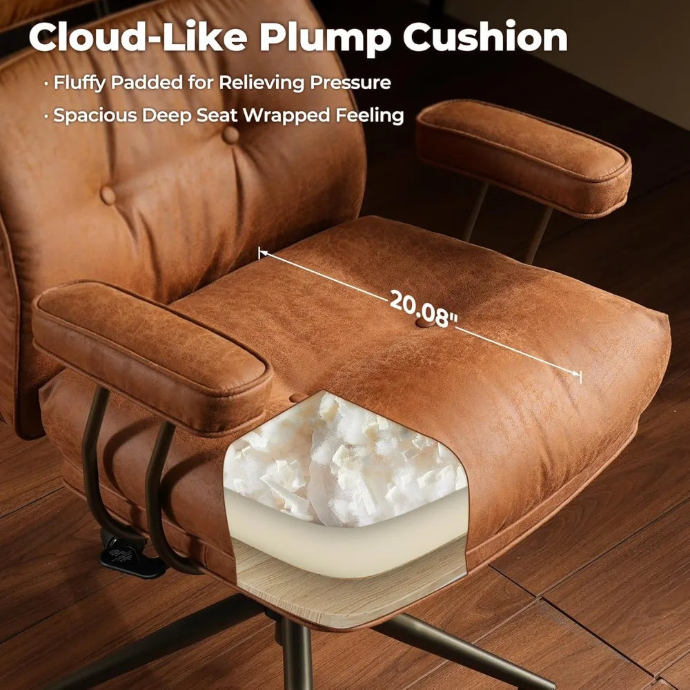 Ergonomic Home Office Chair, Faux Leather with Thickened Cushions, Comfy High Back/Swivel Rolling Executive Chair