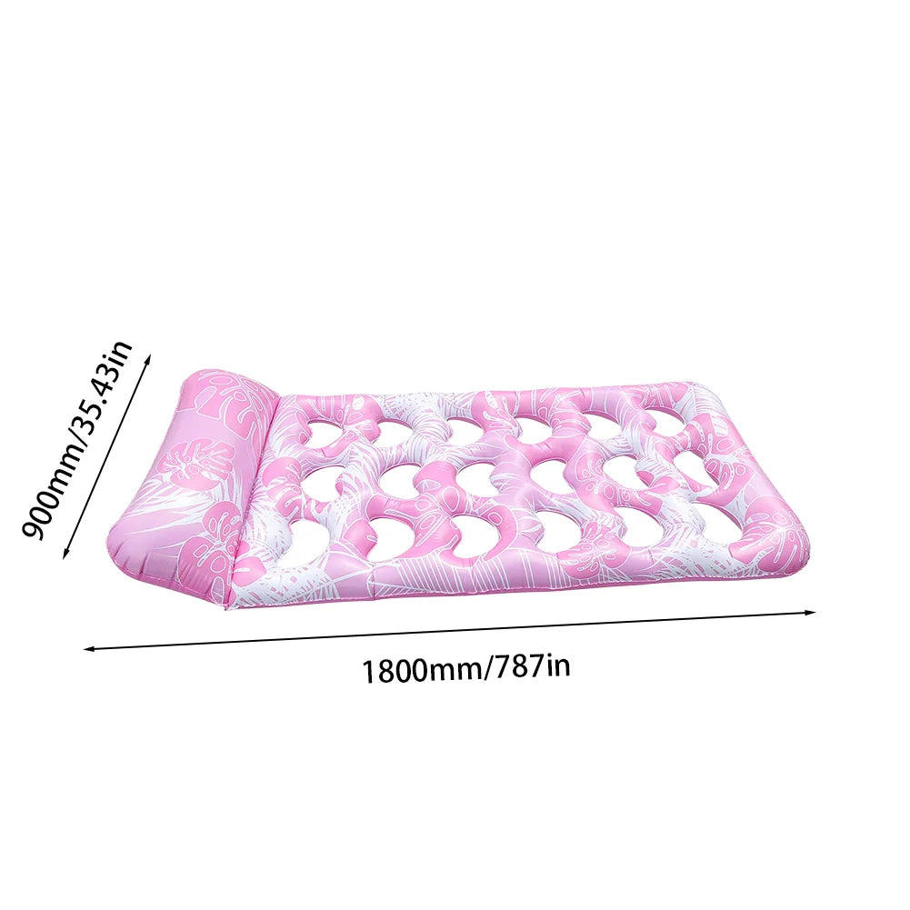Inflatable Pool Float Lounger with Headrest Hammock Recliner Chair Portable Swimming Pool Air Mattress for Swimming Pool Party