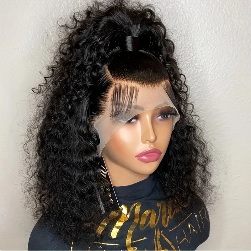 Deep Wave BOB Wig Human Hair 13x4 HD Curly Lace Front Wigs Human Hair Pre Plucked Wear And Go Glueless Short Curly Frontal BOB