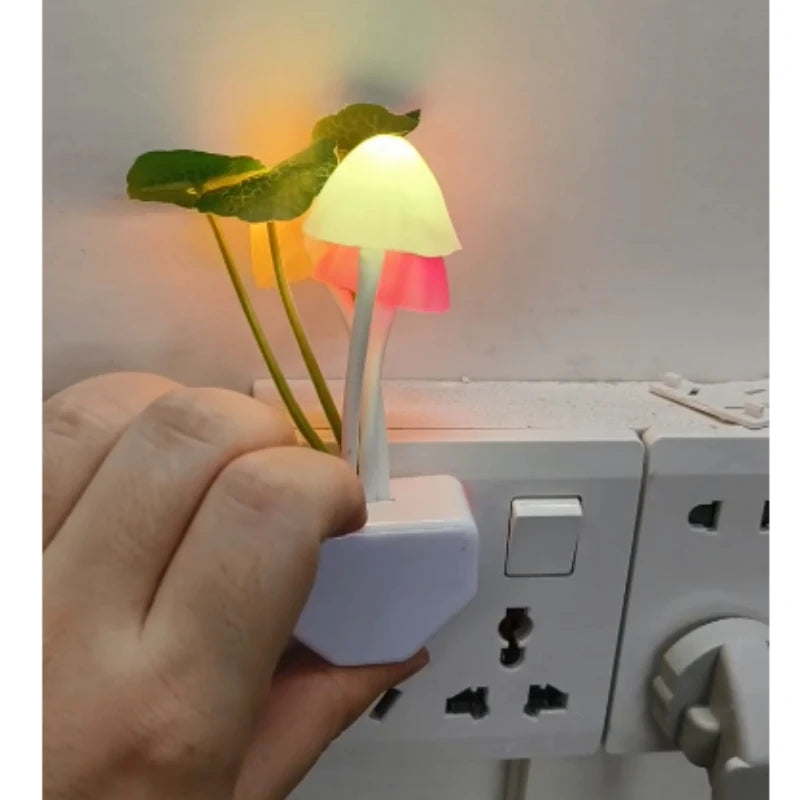 Novelty Mushroom Fungus Night Light EU & US Plug Light Sensor 220V 3 LED Colorful Mushroom Lamp/ Led Night Lights