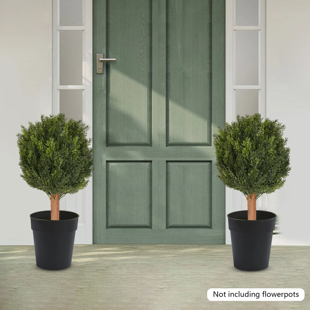 2 PCS Artificial Cypress Trees Artificial Plant with Ground Spike/ Easy Assembly Artificial Plant/ Festival Party Supplies for Indoor Outdoor Home Office Garden
