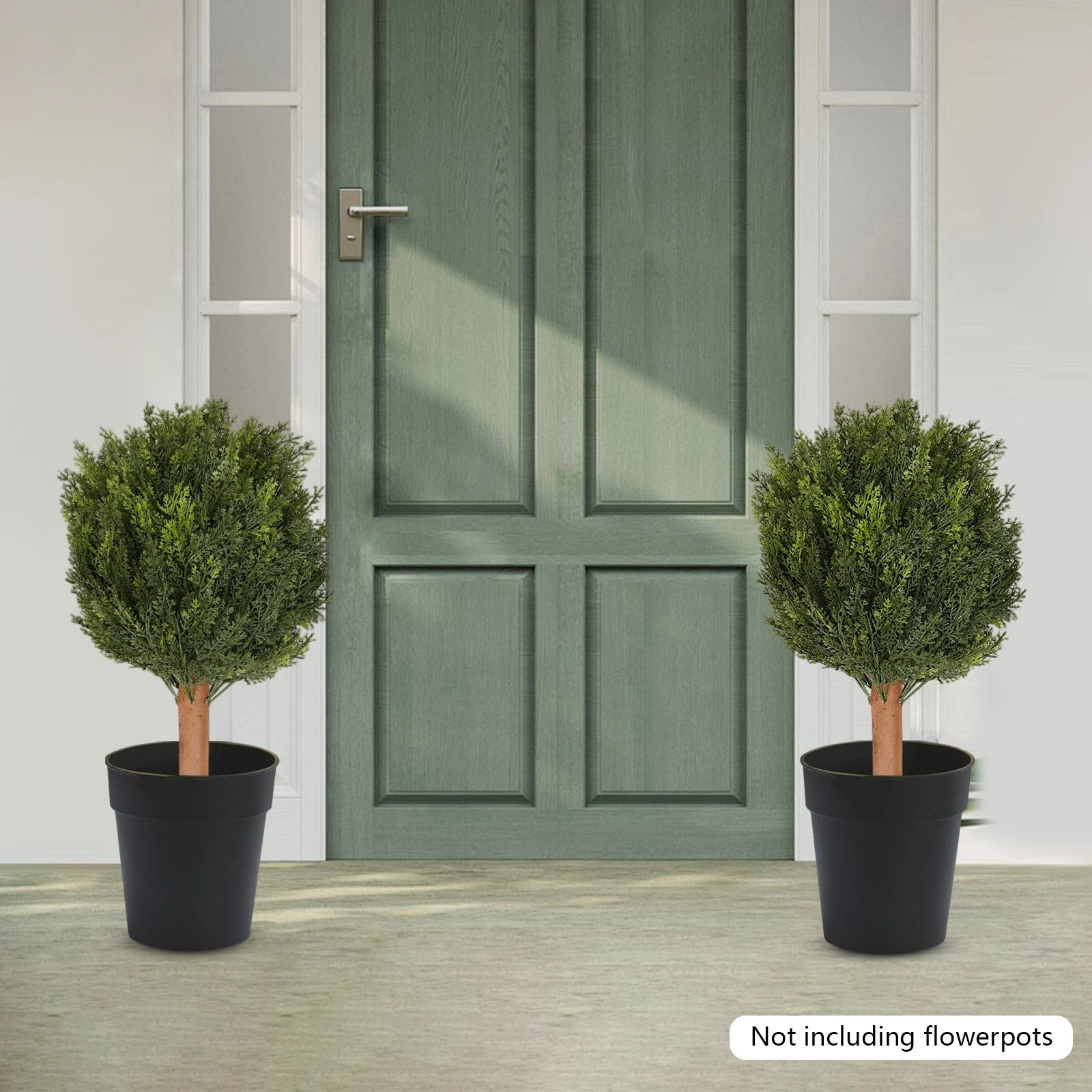 2 PCS Artificial Cypress Trees Artificial Plant with Ground Spike/ Easy Assembly Artificial Plant/ Festival Party Supplies for Indoor Outdoor Home Office Garden
