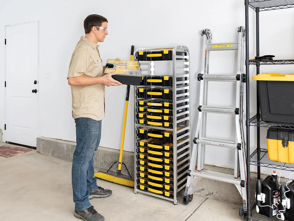 Premium Storage Rack for Yellow Tool Boxes - Organize Your Workspace with the Sturdy Wall Mount Tool Organizer