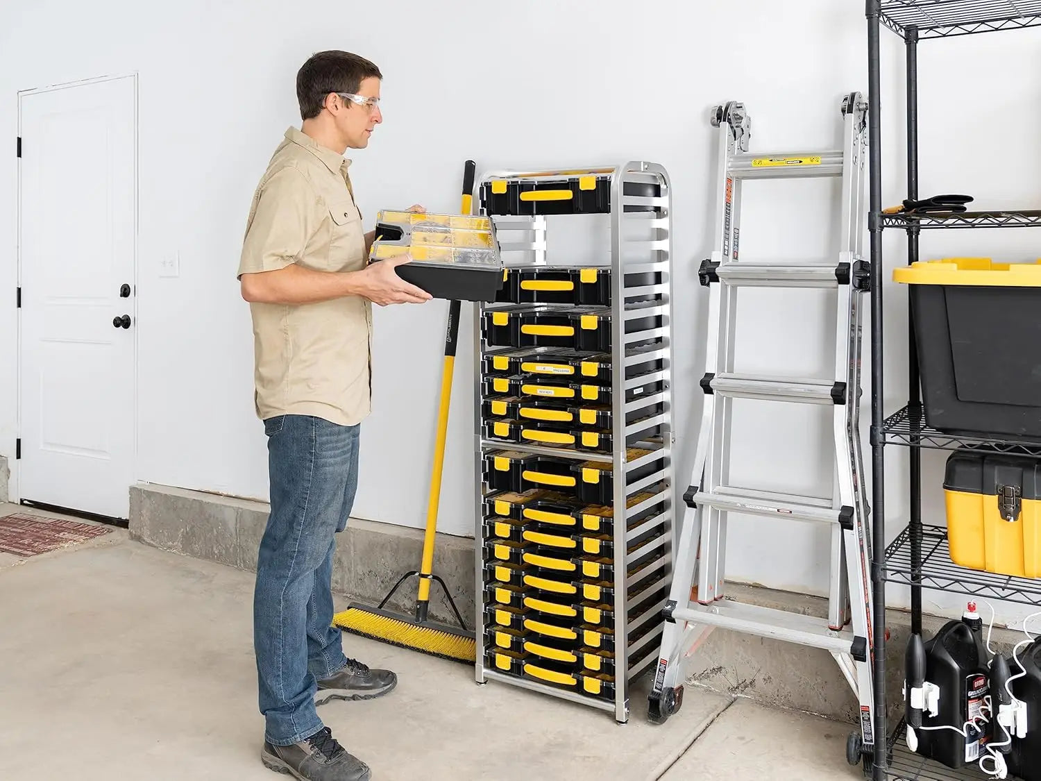 Premium Storage Rack for Yellow Tool Boxes - Organize Your Workspace with the Sturdy Wall Mount Tool Organizer