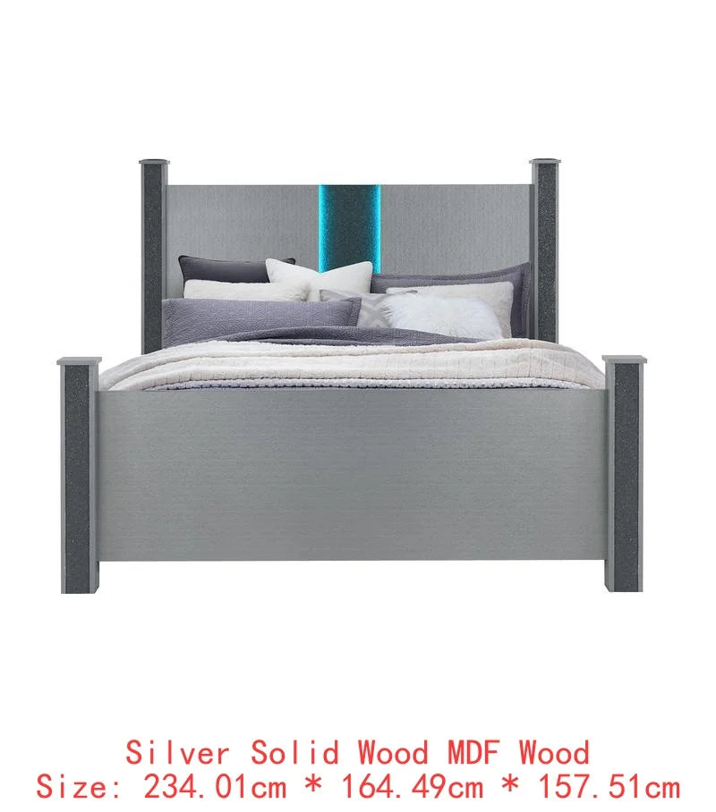 King 5PC Modern Bedroom Set - Silver Finish
