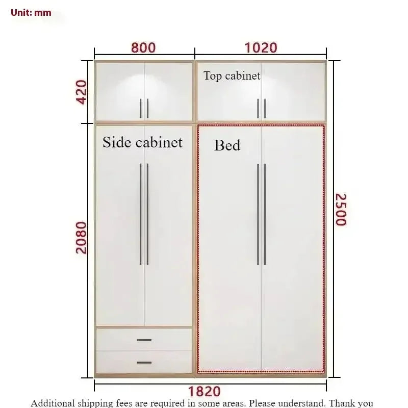 Full Murphy Bed with Closet Organizer with Drawers Full Size Bed Space-Saving Sleeping Arrangement for Multipurpose Room