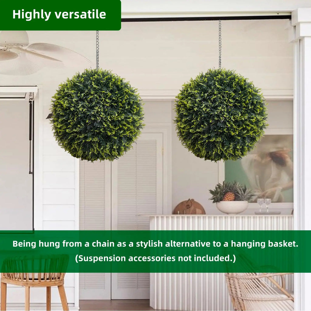 New Topiary Balls Artificial Outdoor Set of 2, Artificial Topiary Cedar Balls for Home /Wedding Decor /Green 44/48/54/55/59/63 CM