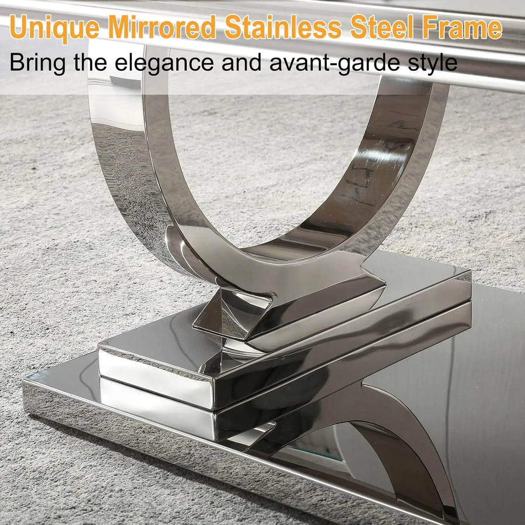 NEW 47" Coffee Table with White Marble Top, Modern Rectangular Faux Marble Coffee Table