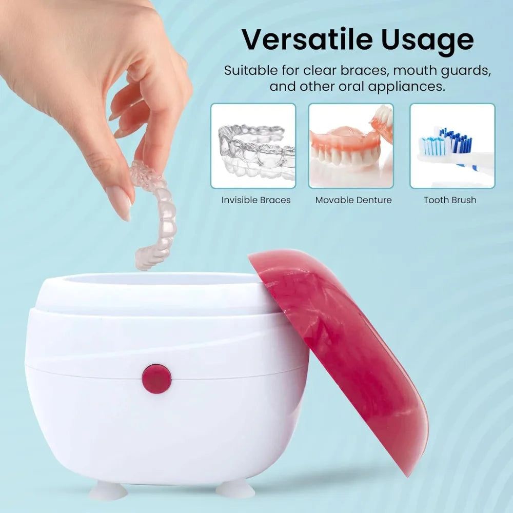Travel - Ready Denture Cup Kit: Portable Cleaning Case for Dentures, Retainers & Mouth Guards
