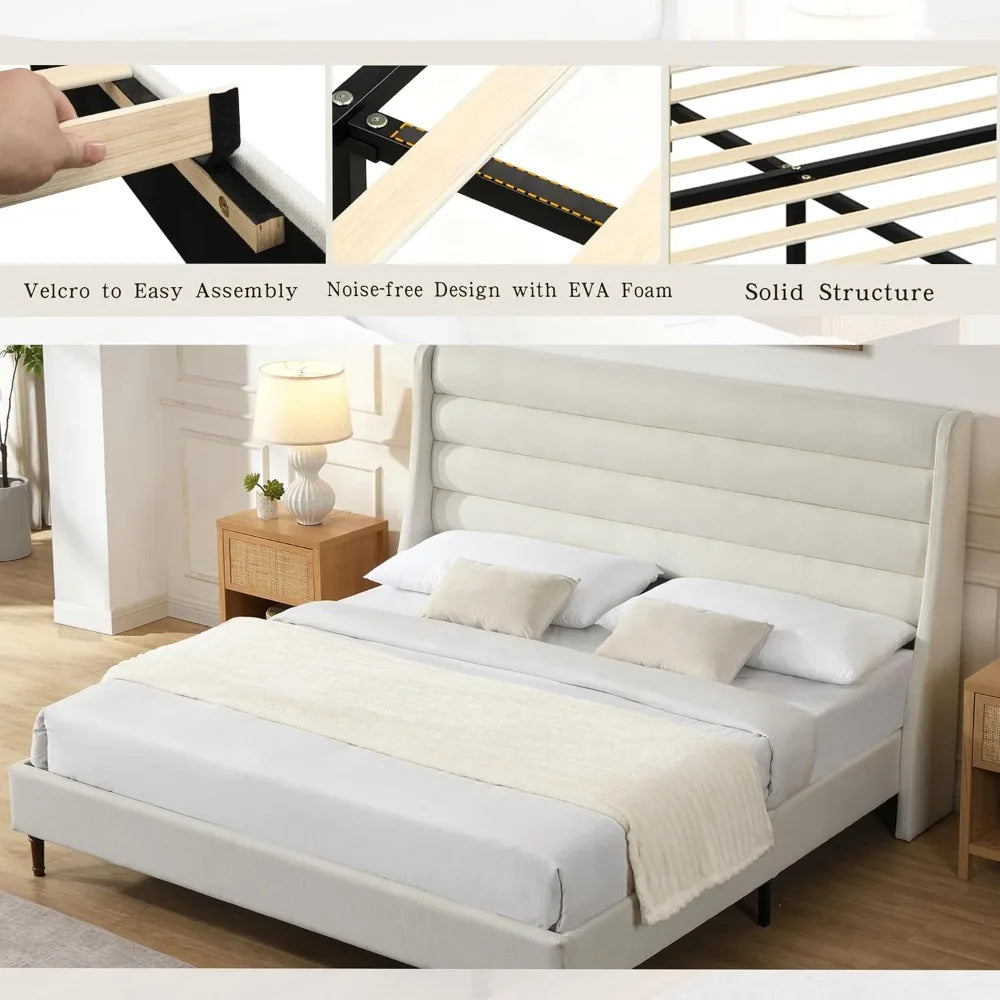 Bed Frame and Headboard, Upholstered Bed Frames, Platform Bed
