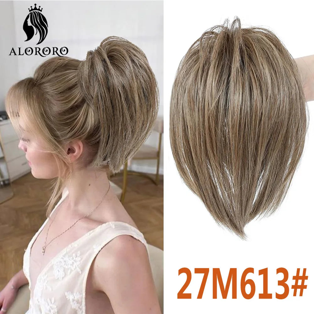 Synthetic Claw Clip Hair Bun Straight Chignon Bun Ponytail Hair Extensions Tousled Updo Hair Buns Claw Clip Ponytail Hairpice