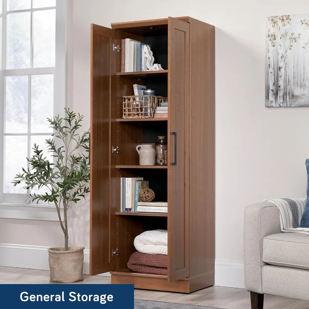 Sienna Oak Storage Pantry Cabinet, Dimensions: 23.25 Length x 17 Width x 71.18 Height