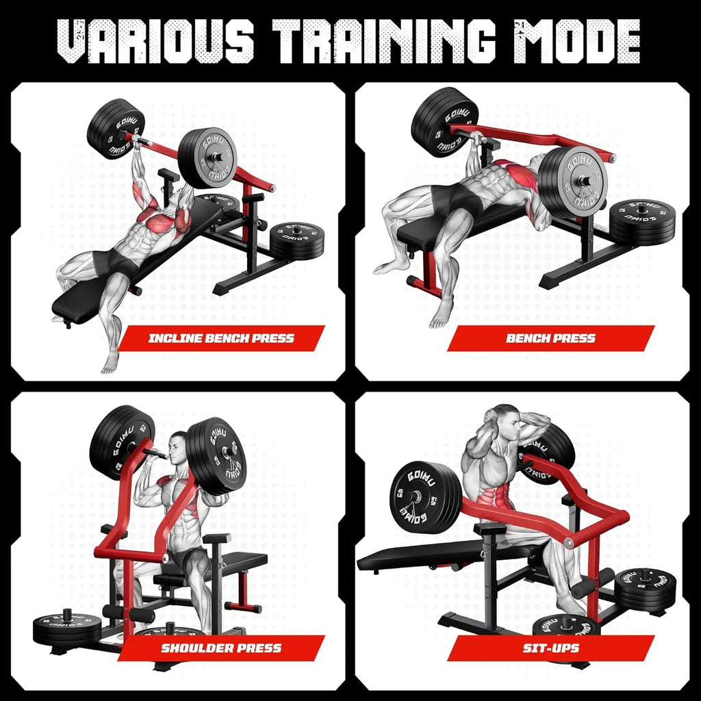 Adjustable Flat Incline Bench Press Machine with Independent Arms for Home Gym Chest & AB Workout