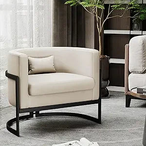 Upholstered Velvet Accent Barrel Arm Chair