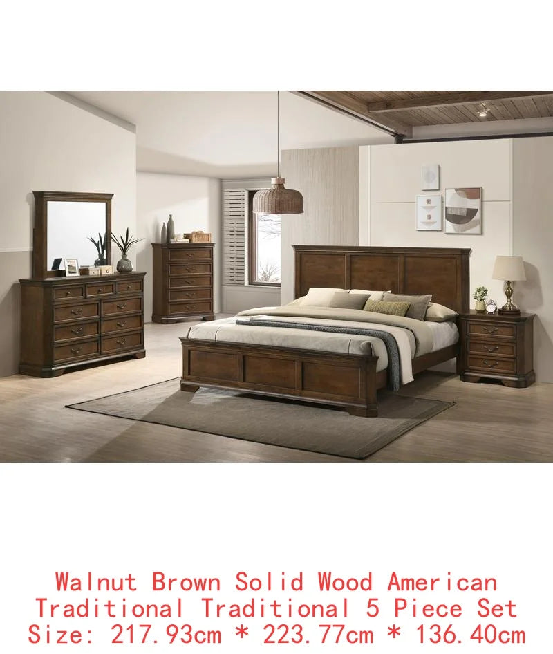 Traditional Wood Panel 5-Piece King Bed Set