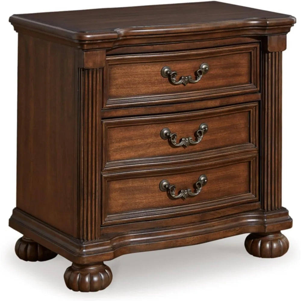 Classic Nightstand with 2 Drawers, 28 High, Dark Brown