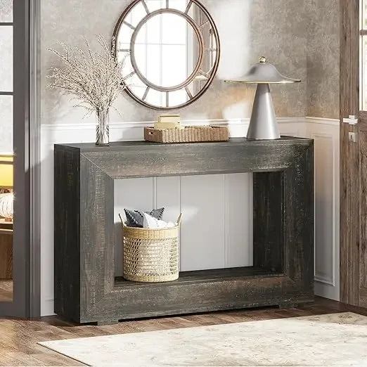 Budget-Friendly Rustic Farmhouse Entry Console Table - 47" Storage-Friendly Accent Furniture for Hallways and Living Spaces