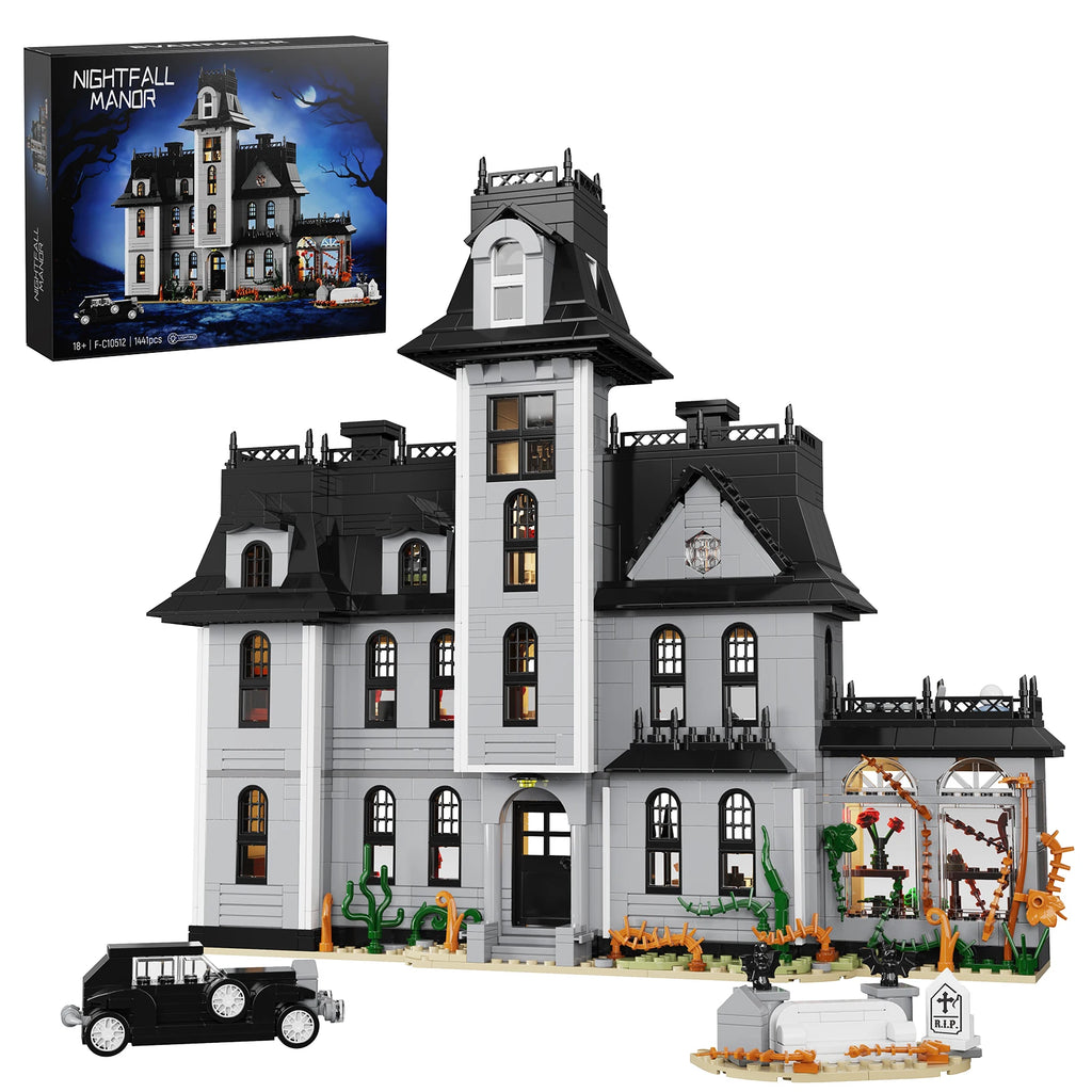Gothic House Building Blocks Set/ Nightfall Manor Architecture /Bricks Creative Home Decoration/ Desktop Ornament/ Halloween Gift for Adults