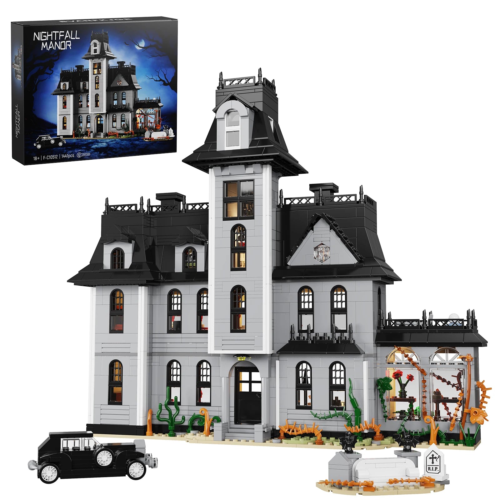 Gothic House Building Blocks Set/ Nightfall Manor Architecture /Bricks Creative Home Decoration/ Desktop Ornament/ Halloween Gift for Adults