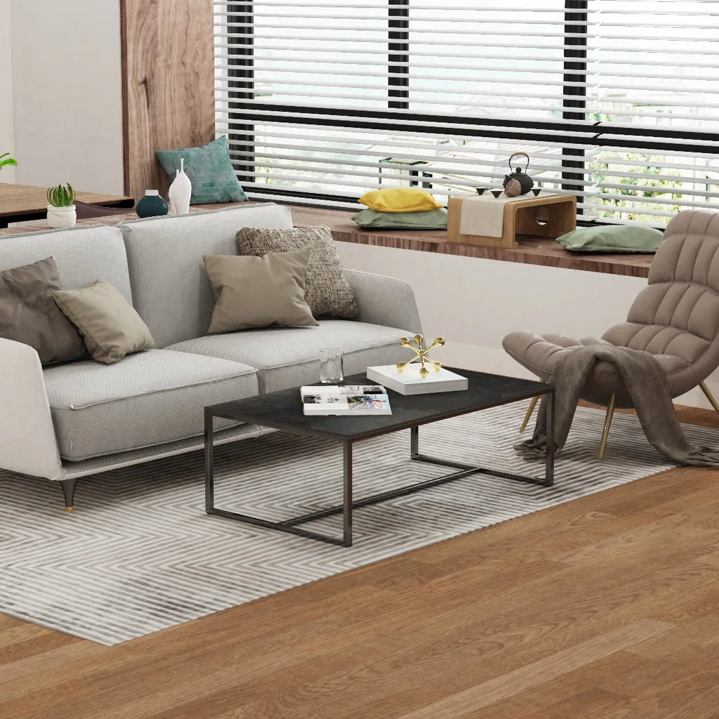 LUVODI Rectangle Living Room Coffee Table Sofa Side Table with White Black Grey Marble Tabletop