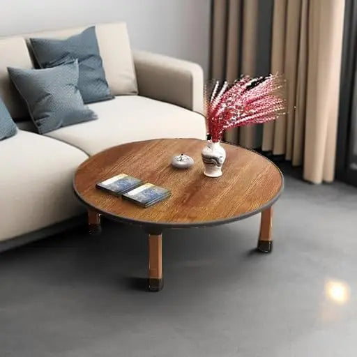 Folding Round Japanese-Style Tea/ Coffee Low Table, Foldable Dining Table, Study Table, Small Desk