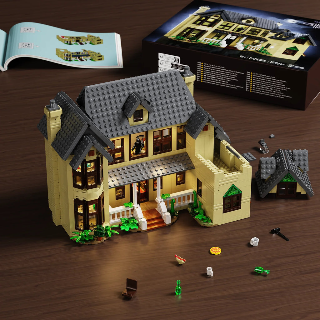 Horror House Building Block Set/ Home Decor/ Scary Movie Haunted House Model/ Halloween Room Decoration Gift for Man, Woman