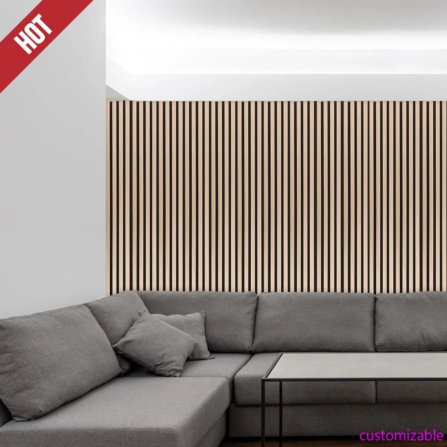 Wood Wall Panels, 9 Feet Acoustic Slat Wall Panels, Decorative Slat Wall Paneling, Natural Oak, 6-Piece