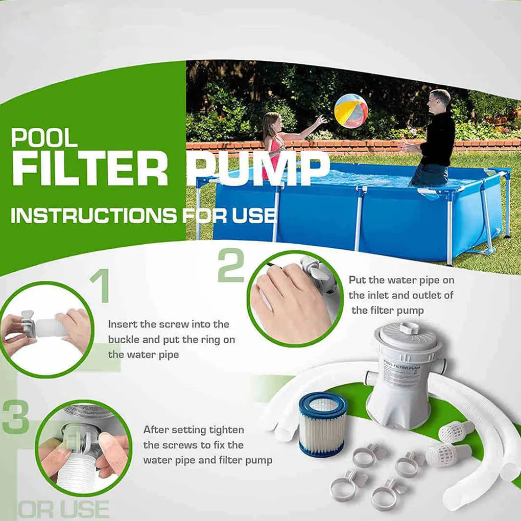 300 Gallons Swimming Pool/ Filter Pump Paddling Pools Cleaners EU/US/UK Plug Water Cleaning Filters Circulation Pumps