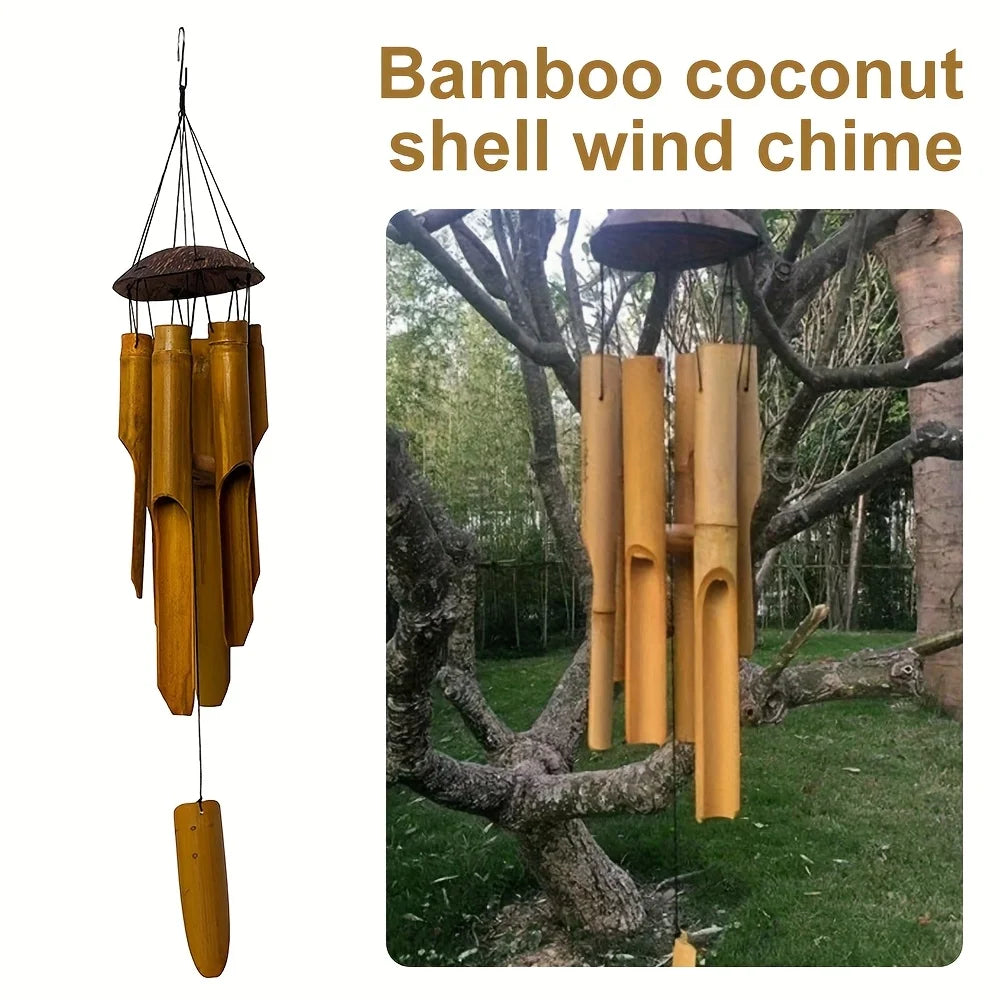 63.5cm Garden Bamboo Wind Chimes/ Living Room Decor/ Fall Decor, Christmas/ Halloween Festive Decorations/ Outdoor Wooden Wind Chime