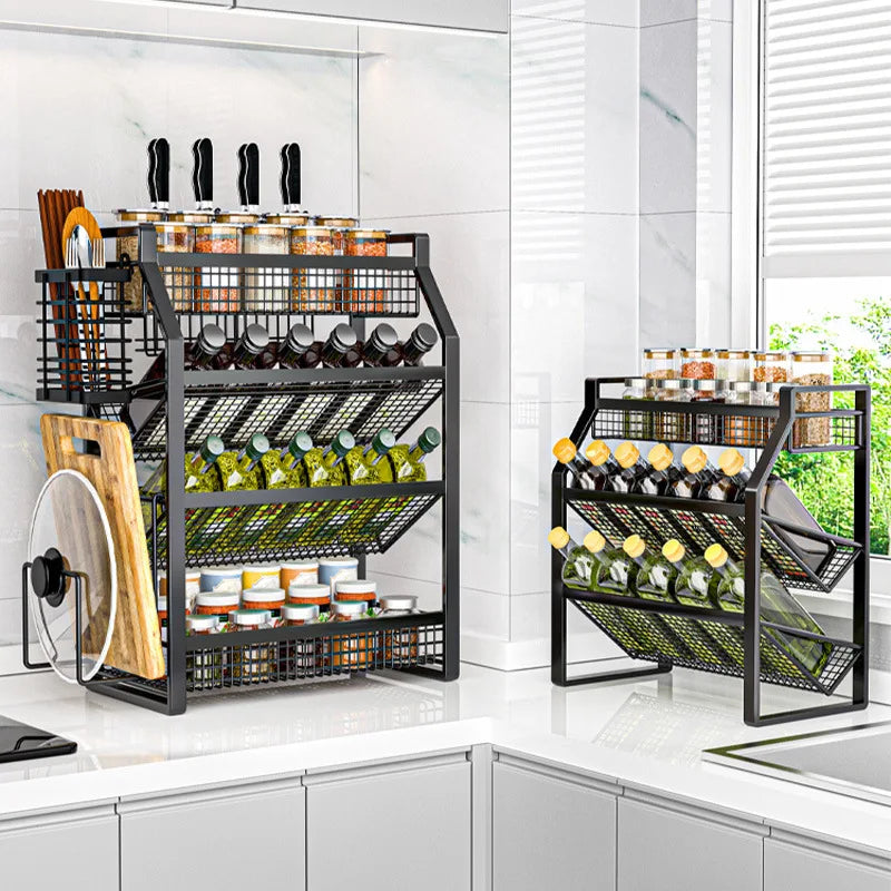 Kitchen Condiment Shelf Multi Tier Drawer Storage Cabinet Basket Organizer Drawer Ideal Countertop Pantry Under The Sink Desktop