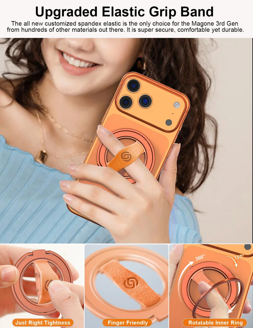 EWA Magnetic Phone Ring, Suitable for MagSafe Grip [Super Magnet] iPhone Fashion Shining Ring Phone Stand Accessories
