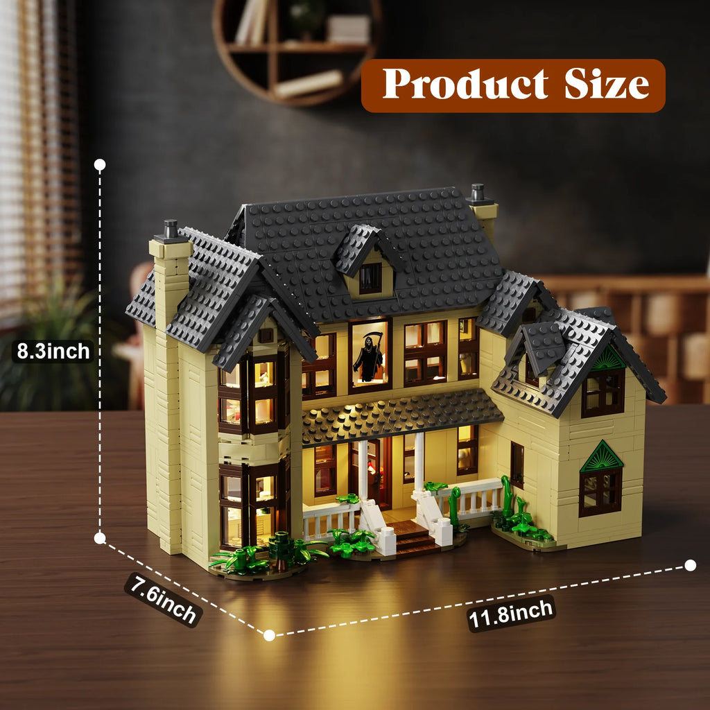 Horror House Building Block Set/ Home Decor/ Scary Movie Haunted House Model/ Halloween Room Decoration Gift for Man, Woman