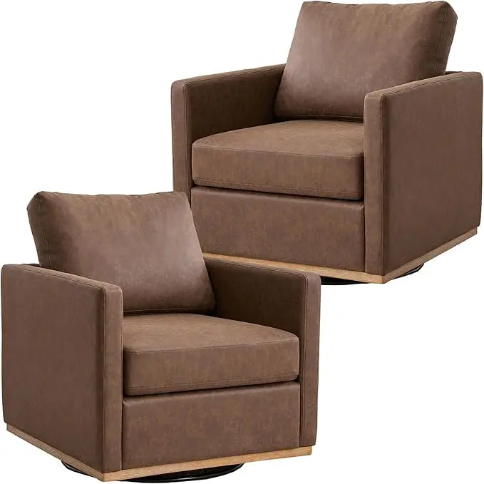 Swivel Accent Chair Set of 2, 360 Degree Square Swivel Barrel Chair for Living Room/Bedroom