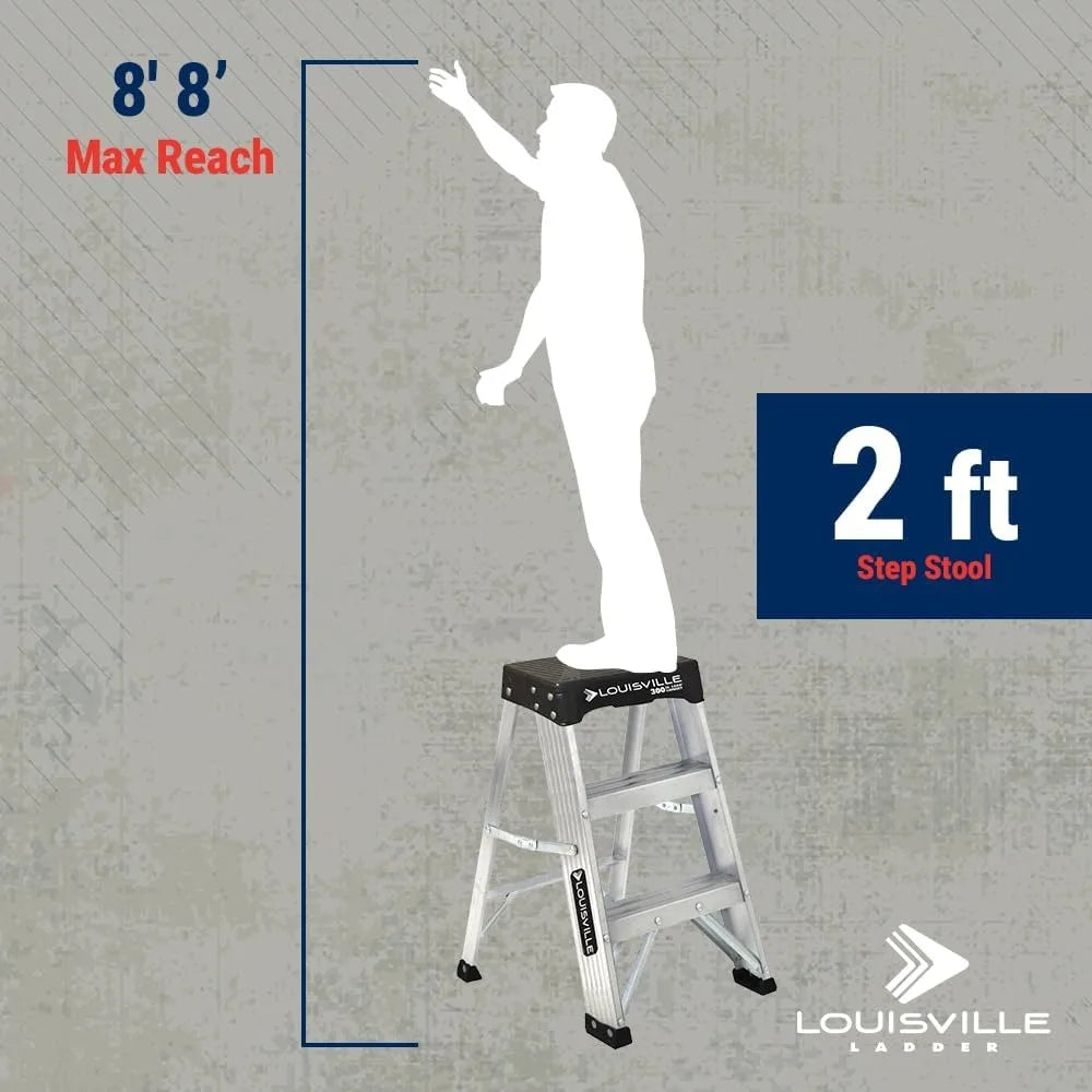 2-Foot Industrial Aluminum Step Stool, 300-Pound Load Capacity, Type IA, AS3002