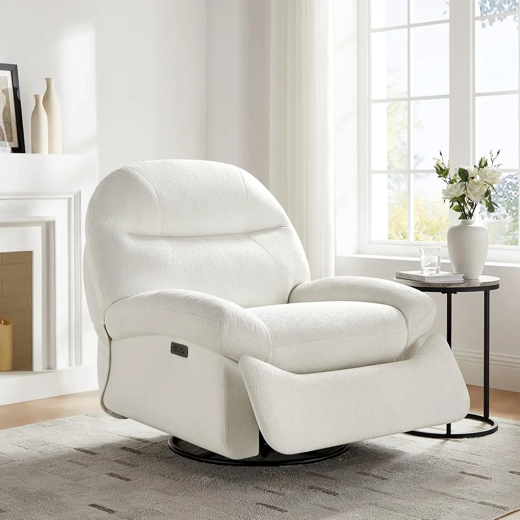 Power Recliner Chair with USB And Type-C Charging 270° Swivel Glider Rocker Electric Nursery Recliner for Living Room/ Bedroom