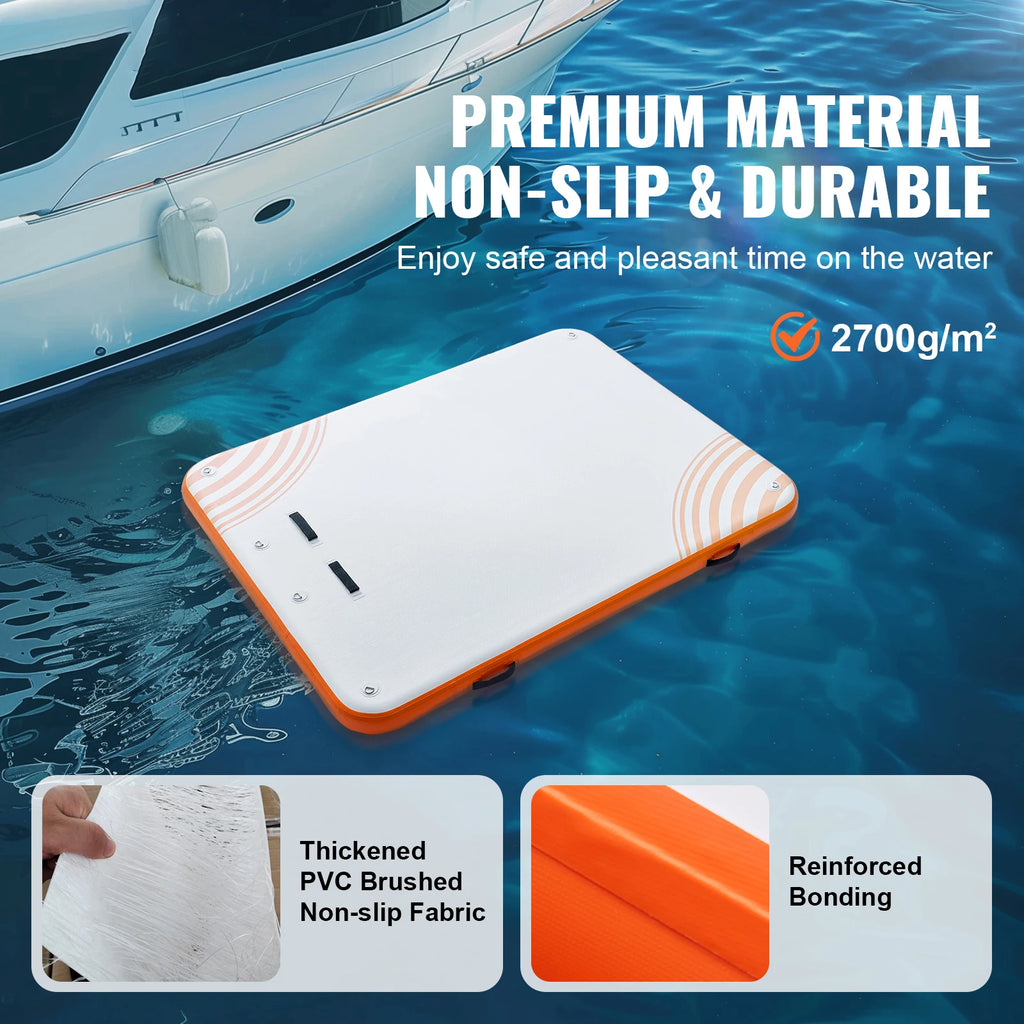 Inflatable Floating Dock/ Non-Slip Dock Mat with Detachable Ladder/ Floating Platform Island Raft for Pool