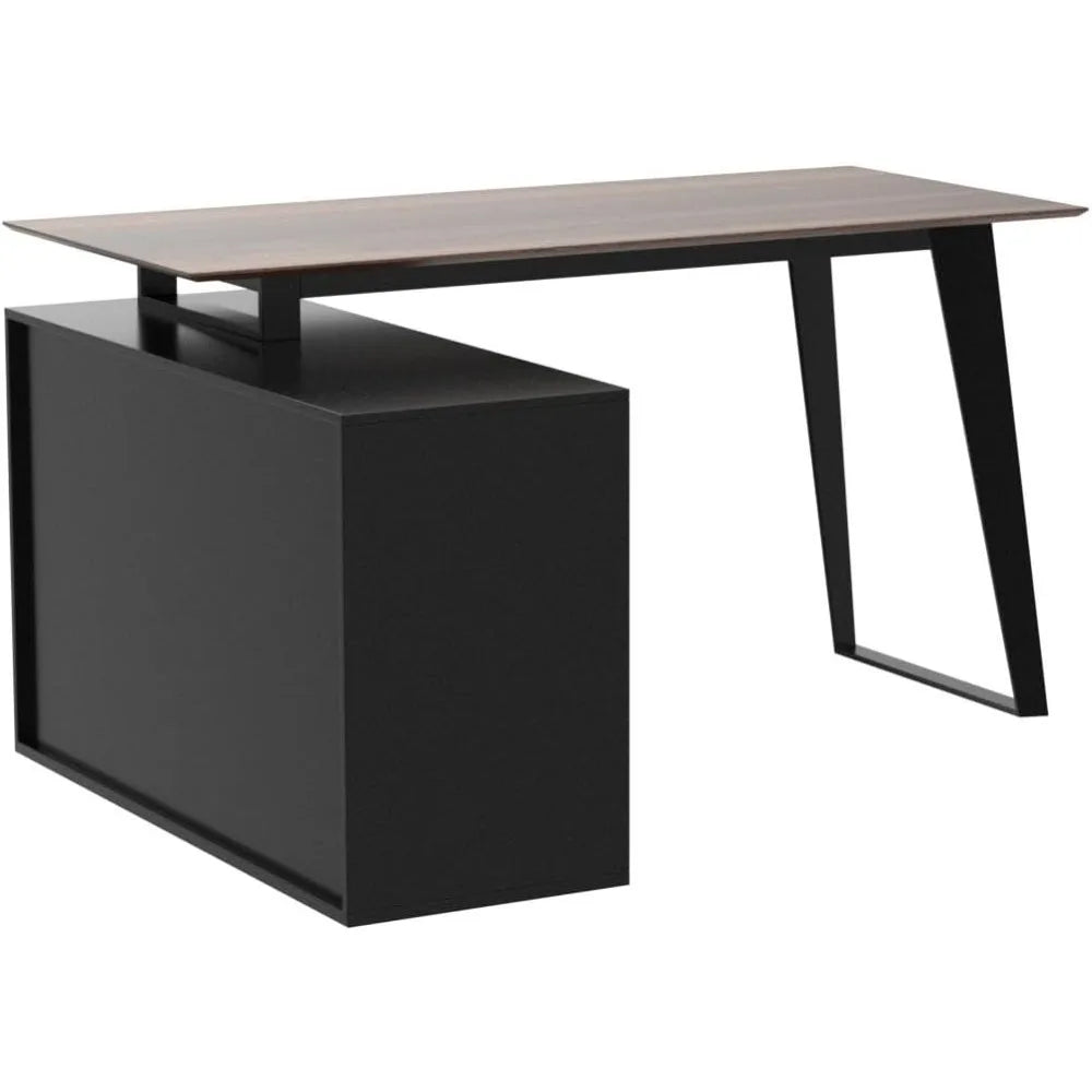 Corner Computer Desk with 3 Drawers, 2 Shelves & 2 Doors - 55" L-Shaped Desk for Study and Writing