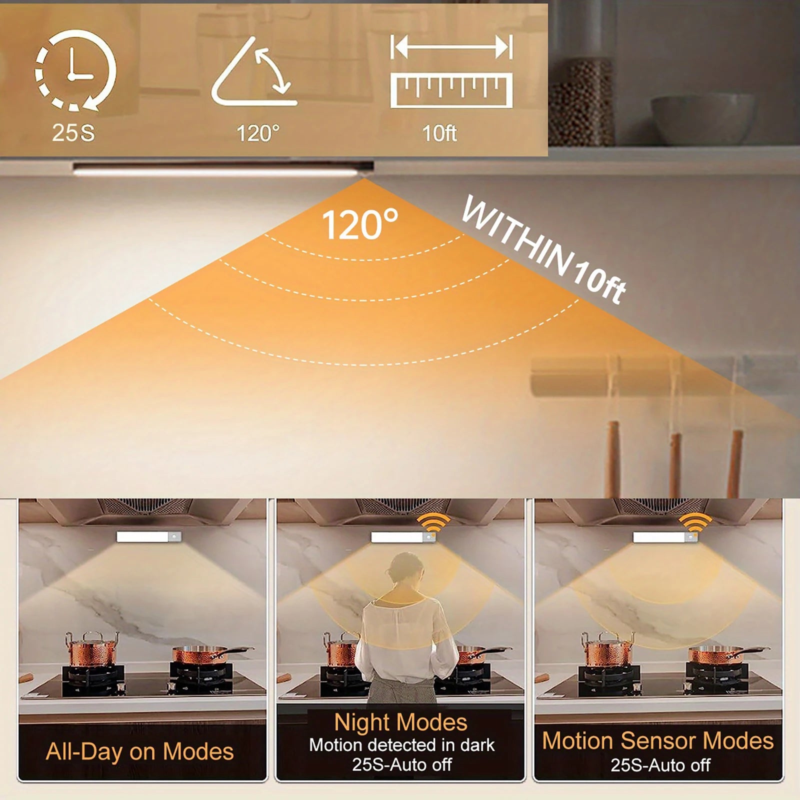 LED Night Light Motion Sensor Lights/ Wireless Rechargeable Closet /Kitchen/ Bedroom Sensor Light/ Cabinet /Stair Light/ 2Pieces