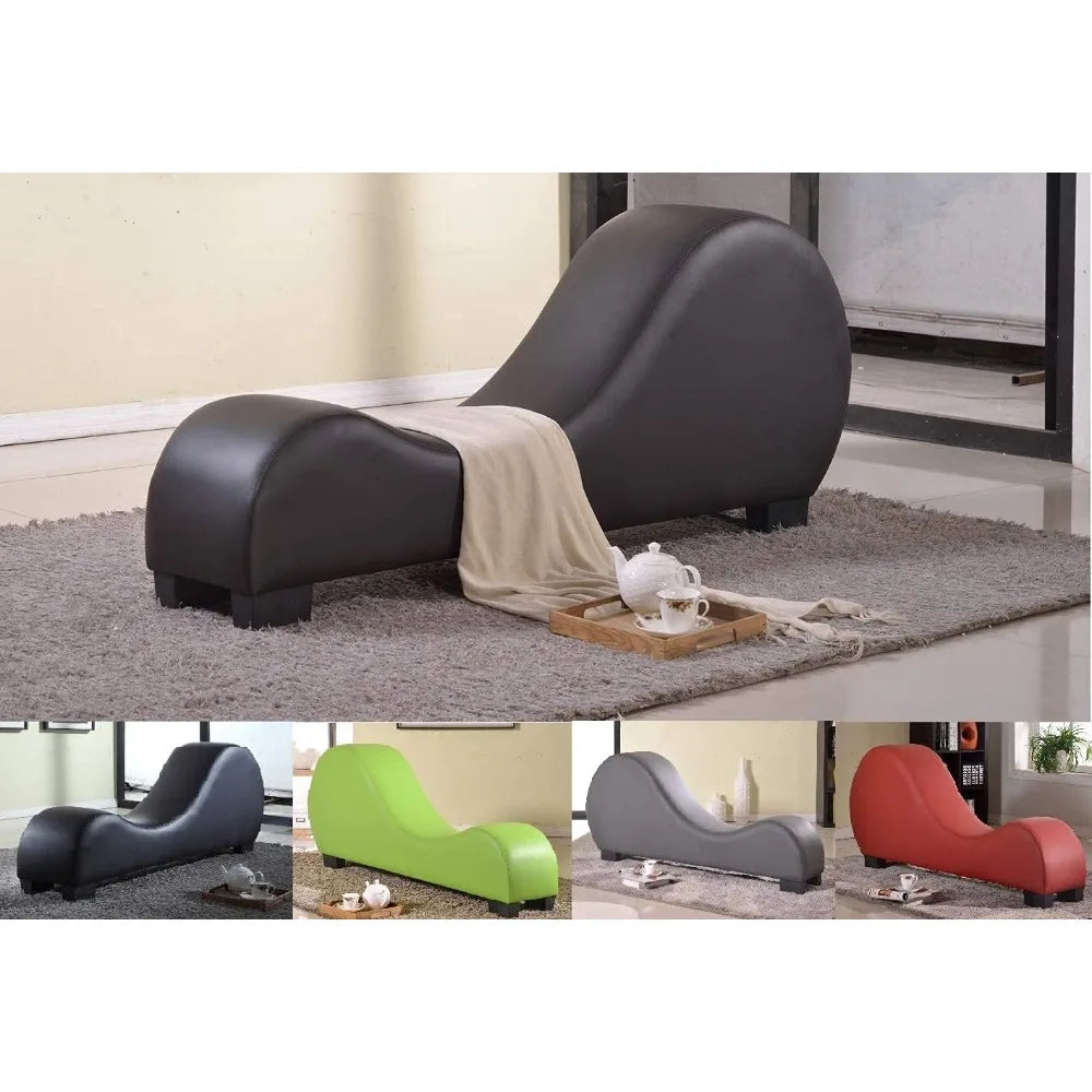 Yoga Chaise Lounge Collection- Faux Leather Curved Sofa