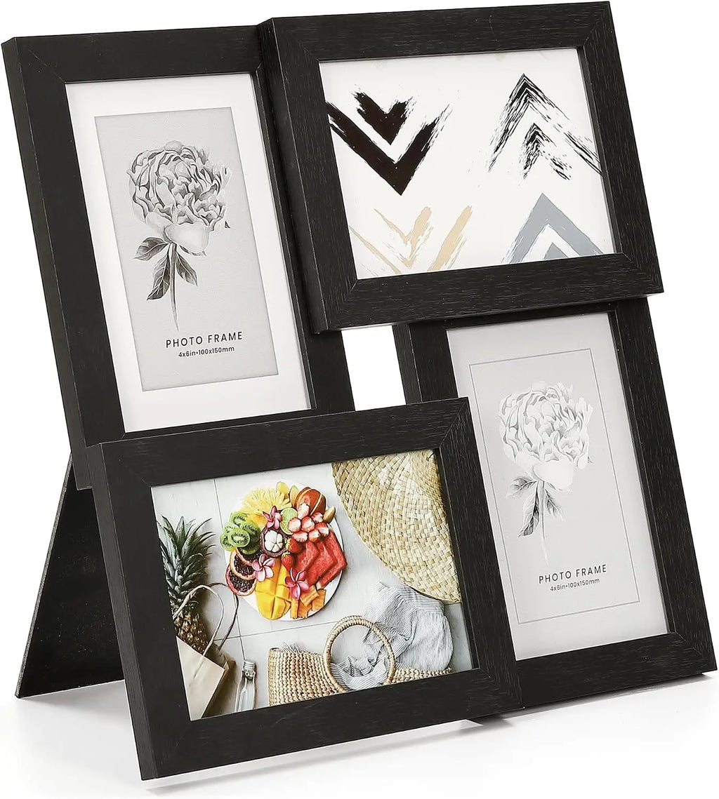 4PCS/Set  4x6 Inch Collage Picture Frame Wall Decor Set/Home /Living Room Wall Hanging Photo Frames/ Multi-Photo Display with Glass Front/ Wedding Party Home Decoration
