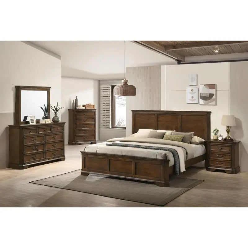 Traditional Wood Panel 5-Piece King Bed Set